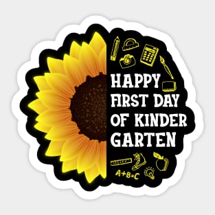 Happy First Day Of Kindergarten Sunflower Teacher Student Back To School Gift Sticker